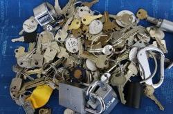 Photos of keys on a table.